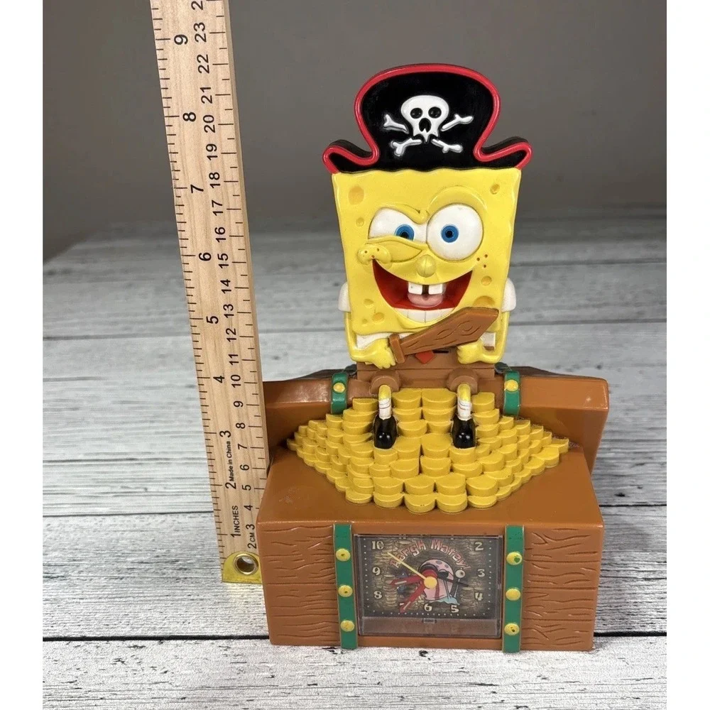 Sponge Bob Square Pants Pirate Alarm Clock & Coin Penny‎ Bank 2006 Viacom